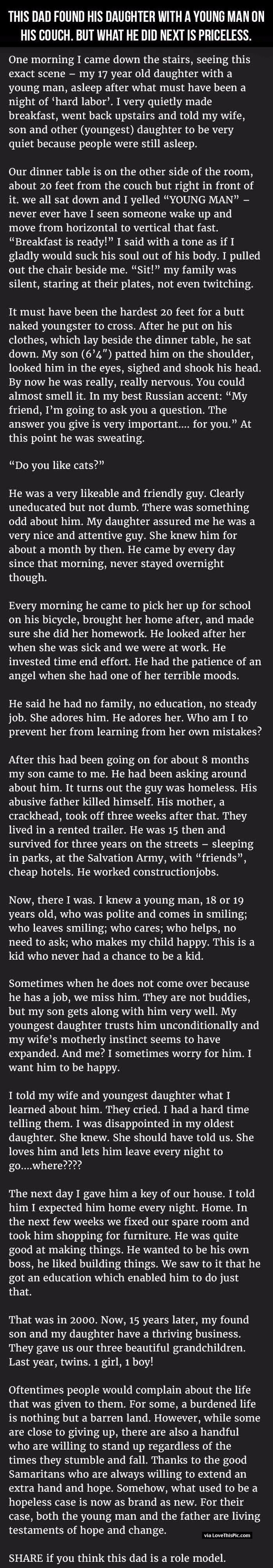 This Dad Finds Daughter With A Young Man On His Couch. But What He Did Next Is Priceless.