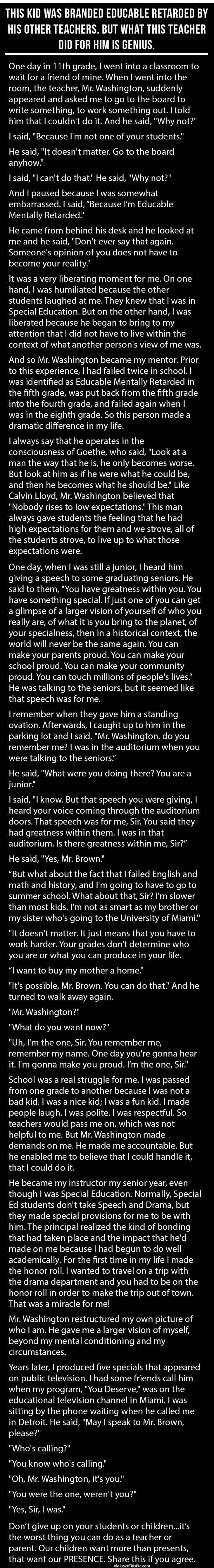 This Kid Was Branded Educable Retarded By His Other Teachers But What This Teacher Did For Him Is Genius