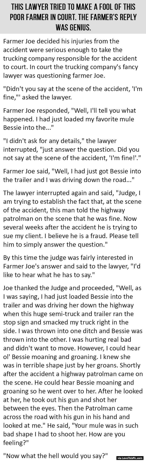 This Lawyer Tried To Make A Fool Of This Poor Farmer In Court But The Farmer's Reply Is Priceless