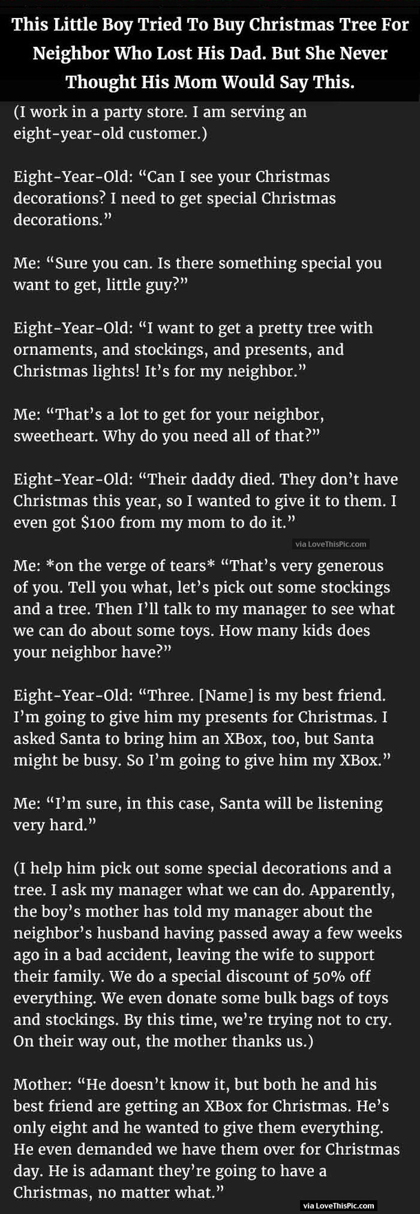This Little Boy Tried To Buy A Christmas Tree For A Neighbor Who Lost His Dad But She Never Thought His Mom Would Say This