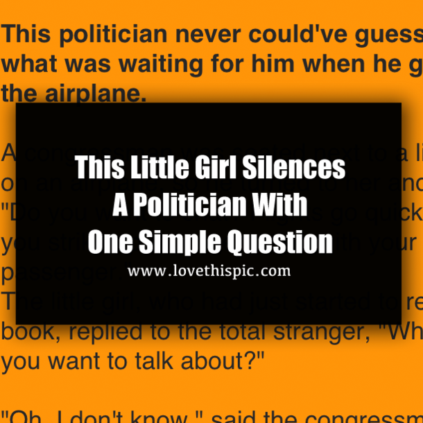This Little Girl Silences A Politician With One Simple Question