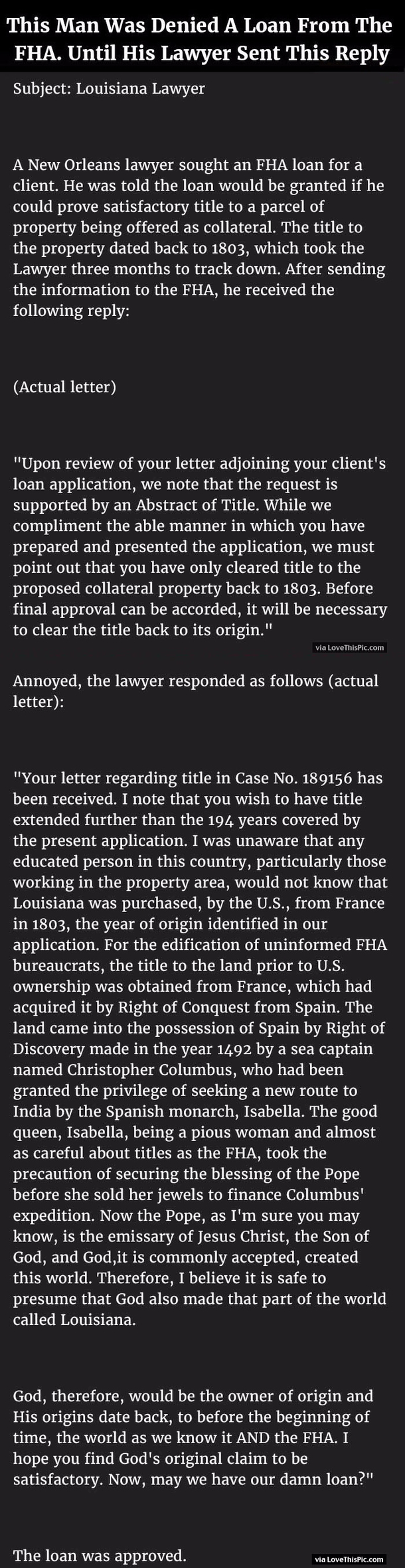 This Man Was Denied A Loan From The FHA Until His Lawyer Sent This Reply...