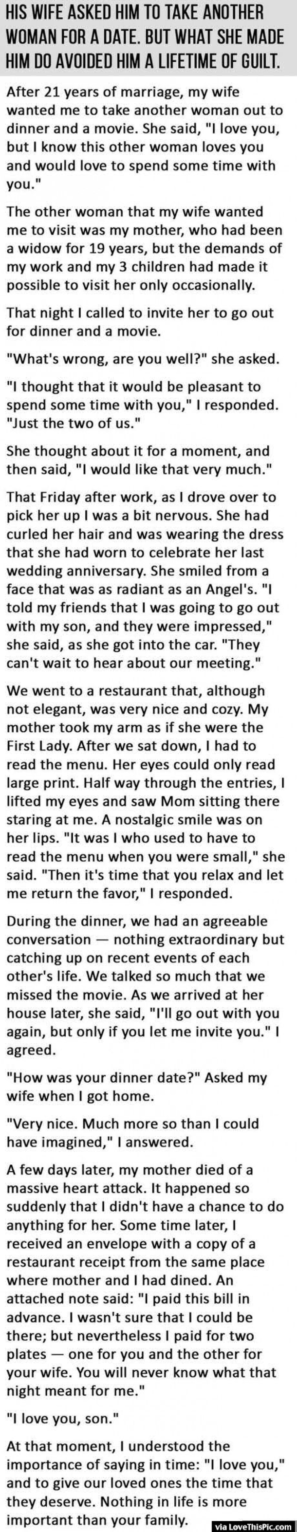 This Man's Wife Asked Him To Take Another Woman On A Date But What She Made Him Do Avoided Him A Lifetime Of Guilt