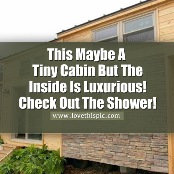 This Maybe A Tiny Cabin But The Inside Is Luxurious! Check Out The Shower!