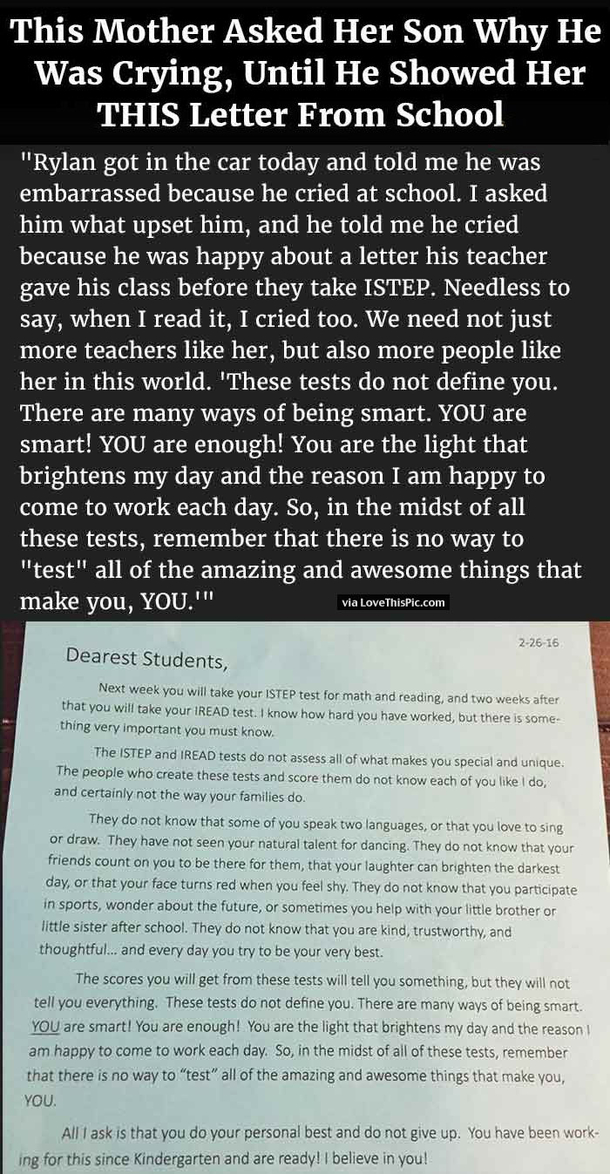 This Mother Asked Her Son Why He Was Crying, Until He Showed Her THIS Letter From School.