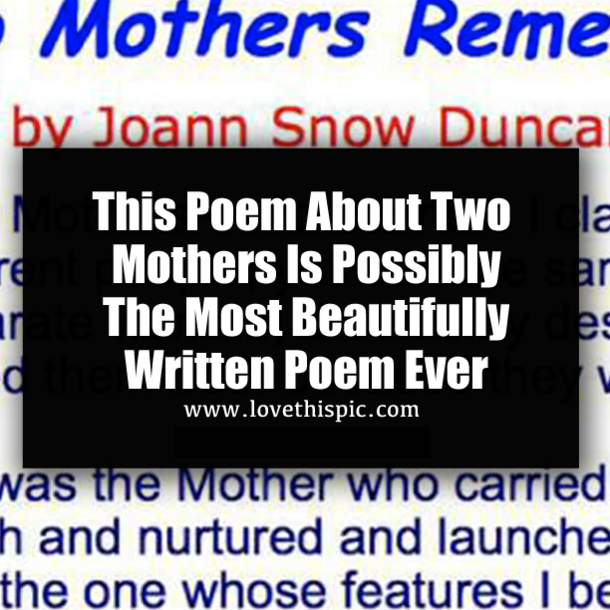This Poem About Two Mothers Is Possibly The Most Beautifully Written Poem Ever