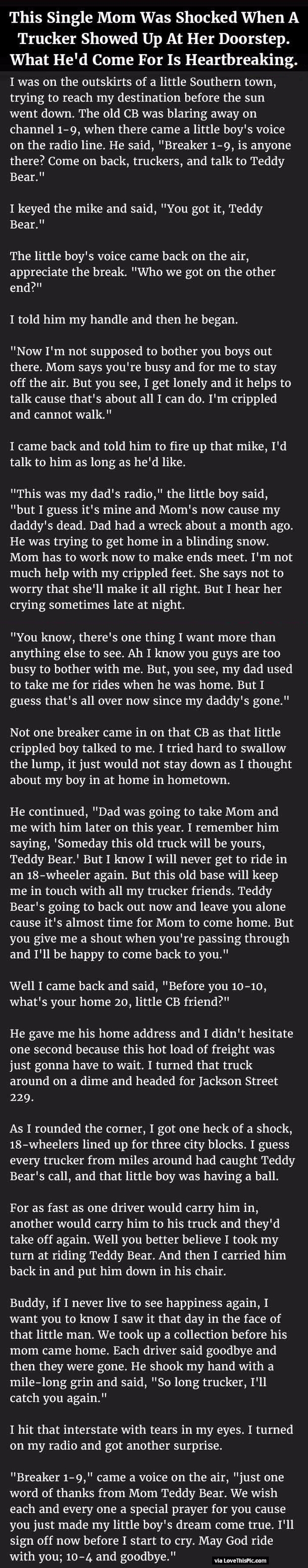 This Single Mom Was Shocked When A Trucker Showed Up At Her Doorstep. What Came For Is Heartbreaking.