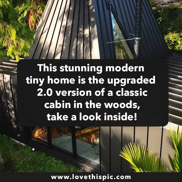This stunning modern tiny home is the upgraded 2.0 version of a classic cabin in the woods, take a look inside!
