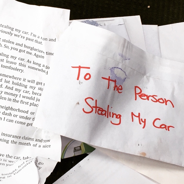 This Woman Left A Note In Her Car In Case It Was Ever Stolen And It Actually Worked - picture 2