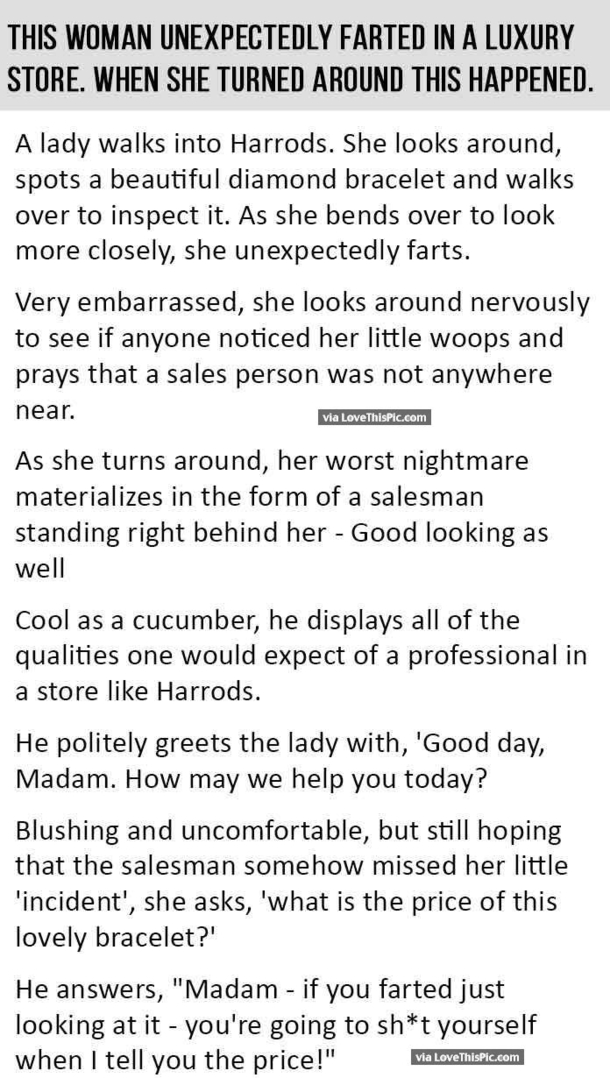 This Woman Unexpectedly Farted In A Luxury Store, When She Turned Around THIS Happened.