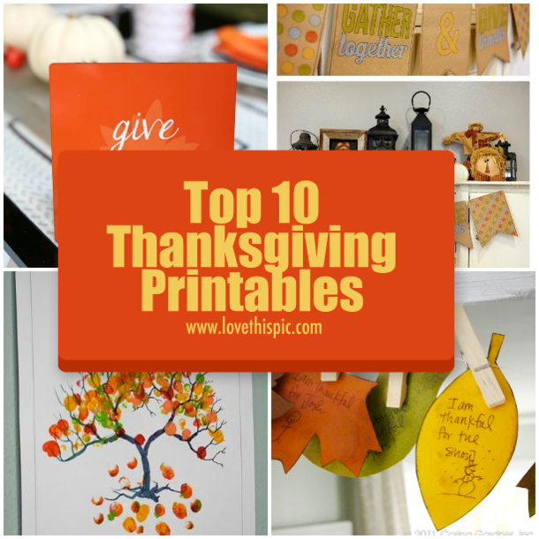 Top 10 Thanksgiving Printables