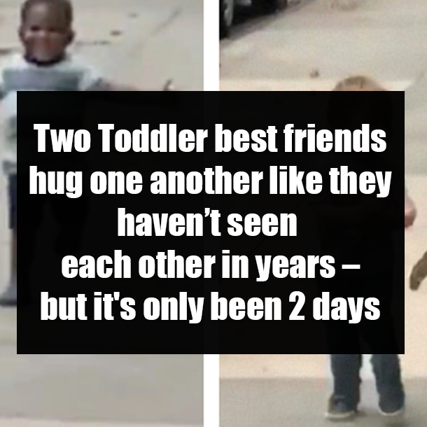 Two Toddler best friends hug one another like they haven’t seen each other in years – but it's only been 2 days