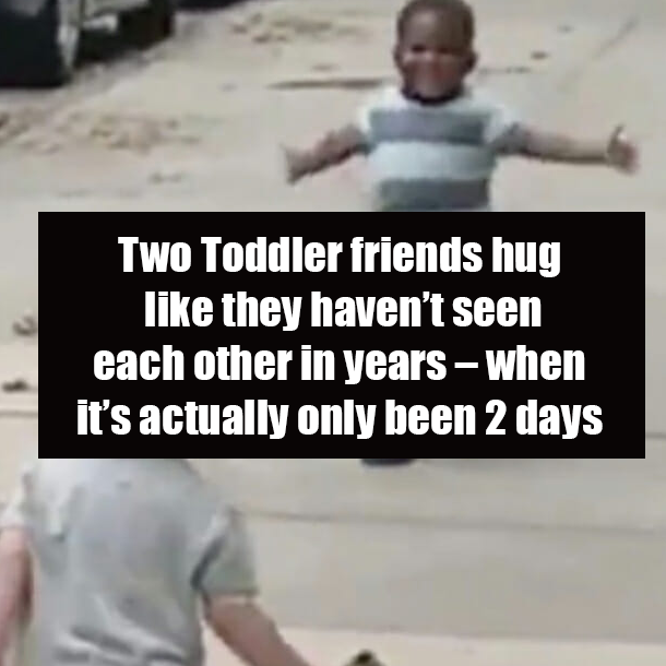 Two Toddler friends hug like they haven’t seen each other in years – when it’s actually only been 2 days