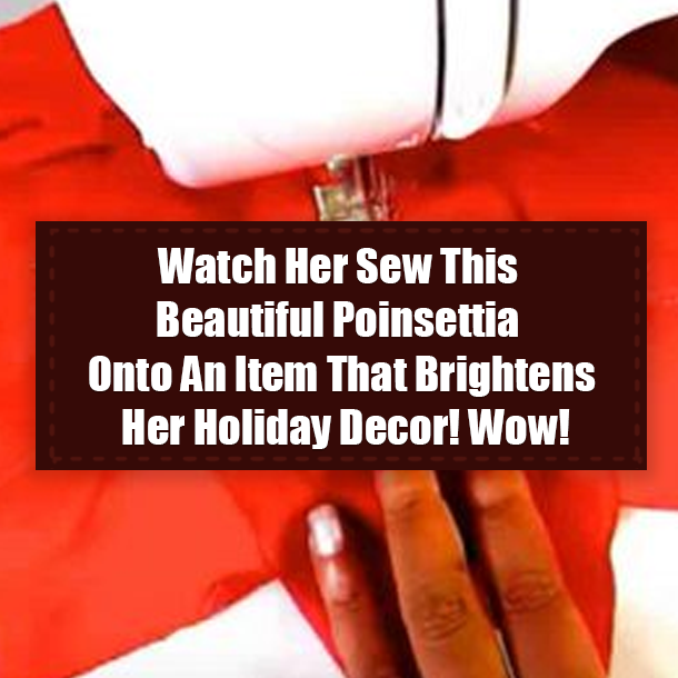 Watch Her Sew This Beautiful Poinsettia Onto An Item That Brightens Her Holiday Decor! Wow!