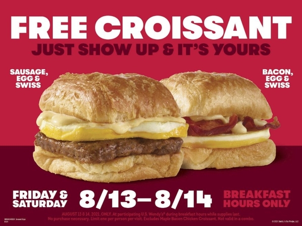 Wendy’s Is Giving Away Free Croissant Breakfast Sandwiches, For 2 Days Only! - picture 3