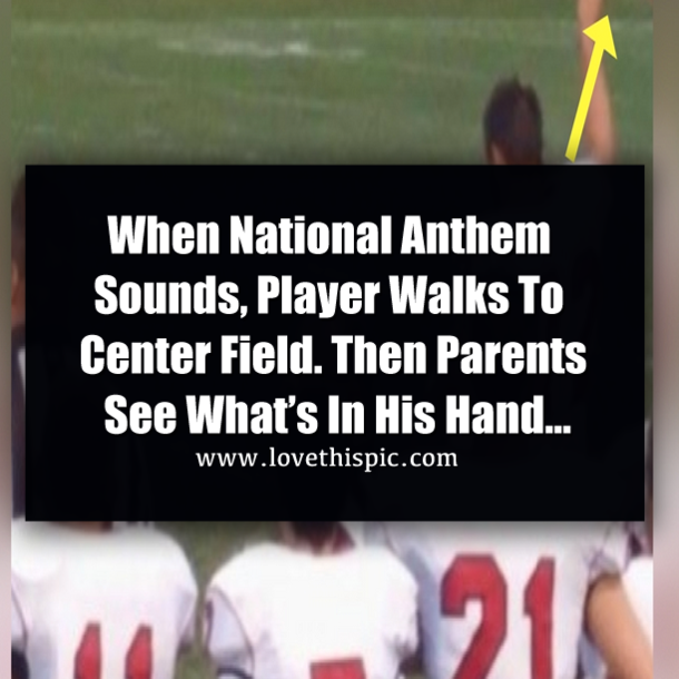 When National Anthem Sounds, Player Walks To Center Field. Then Parents See What’s In His Hand…