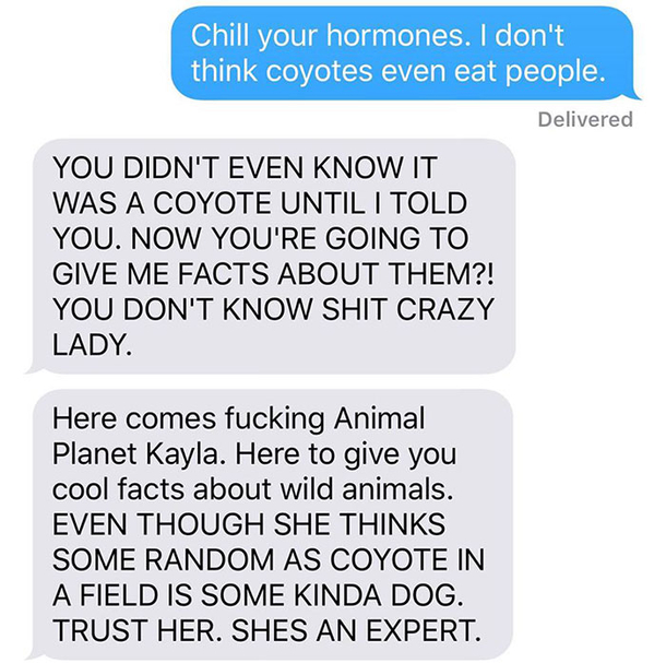 Wife Texts Husband She Brought A Dog Home While The Pic Shows A Coyote, And He Seriously Freaks Out - picture 9