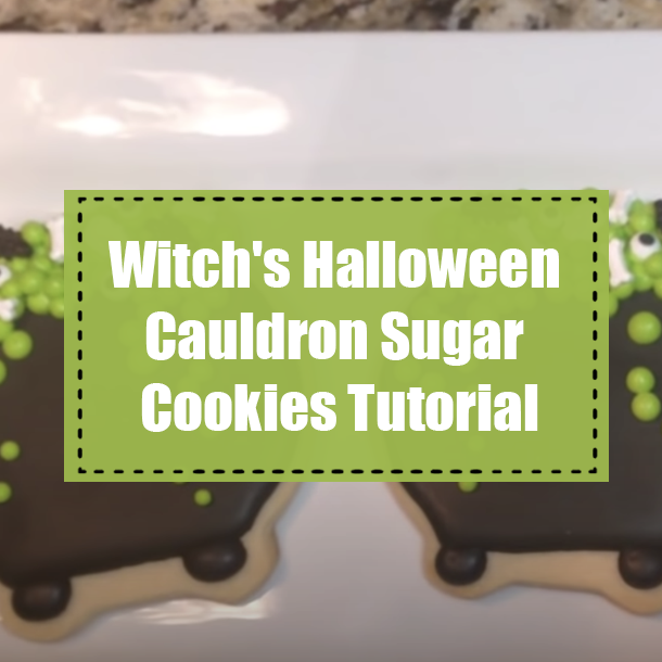 Witch's Halloween Cauldron Sugar Cookies Tutorial