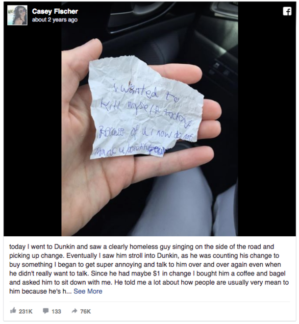 Woman Buys Homeless Man A Meal, Then He Hands Her An Alarming Note - picture 3