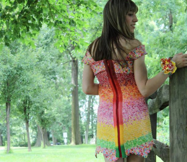 Woman Collects Mounds Of Starburst Wrappers. 4 Years Later, Turns Heads With Her Creation - picture 2