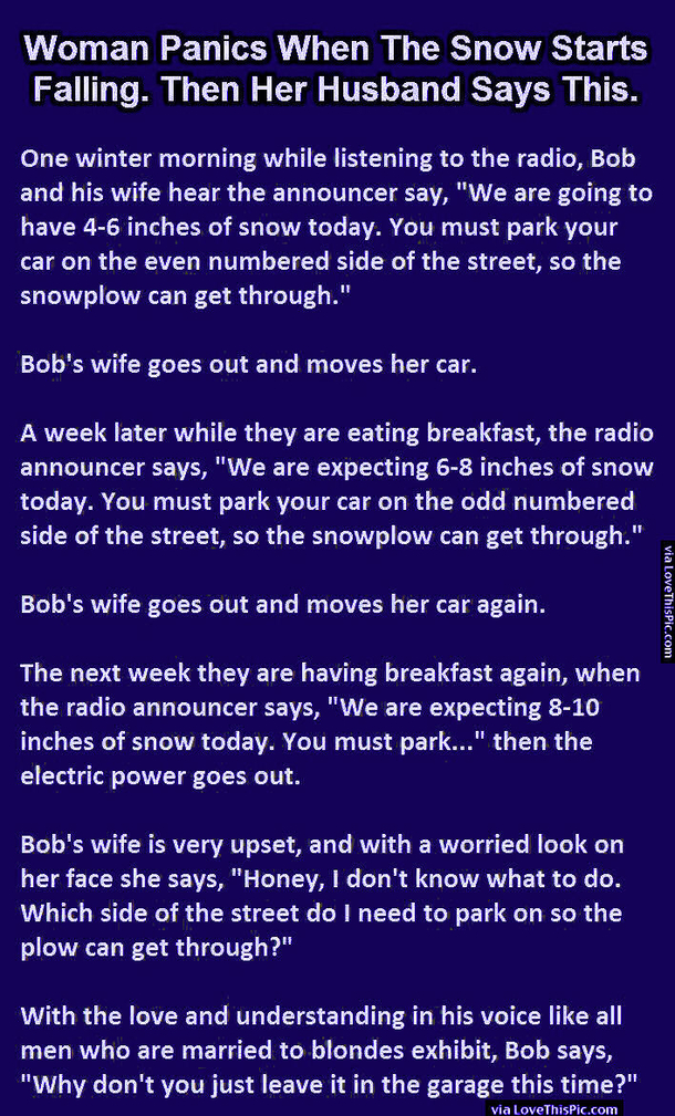 Woman Panics When The Snow Starts Falling. Then Her Husband Says This.