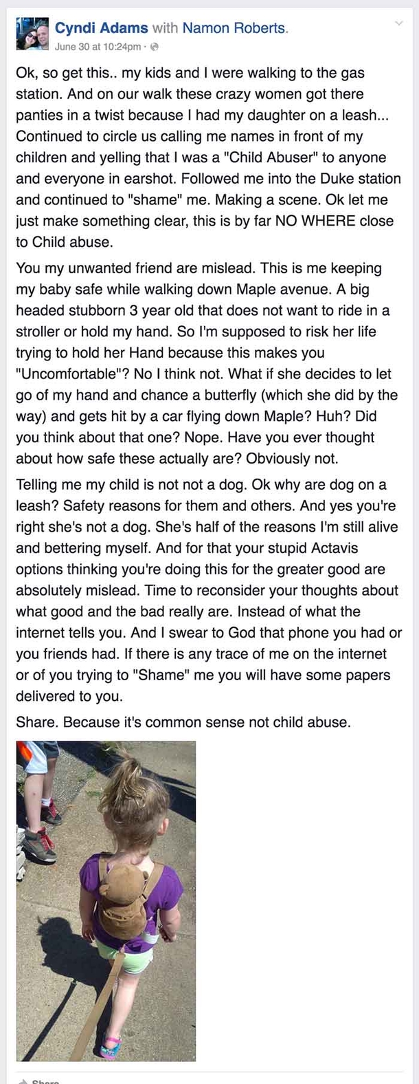Women Shamed Her For Having Her Daughter On A Leash. How This Mom Reacts Is Priceless - picture 2