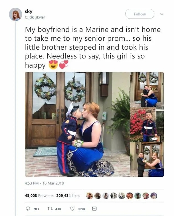 Young Toddler Becomes Stand-In Date for Marine Brother Unable to Attend Prom with Girlfriend - picture 5