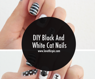 DIY Black And White Cat Nails