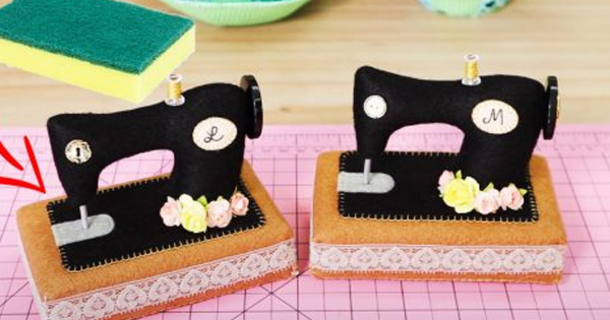 Diy Sewing Machine Pin Cushion Tutorial Using A Sponge