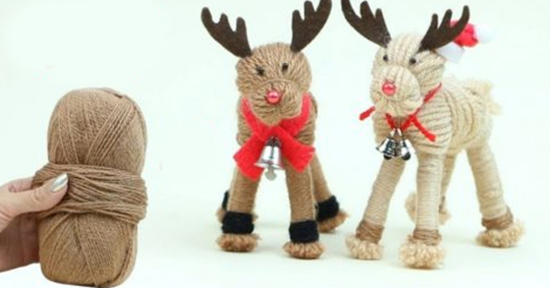 How To Make Reindeer Using DIY Yarn (Easy Christmas Decor)