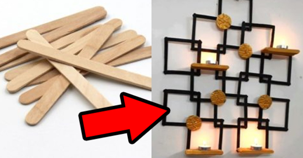 DIY Tealight Popsicle Sticks Wall Decor