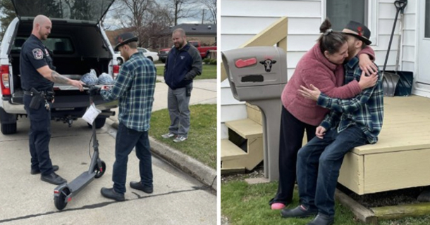 A Blessing from Above: Police Surprises Man with New Scooter ...