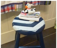 DIY Arrow Striped Distressed Nautical Stool