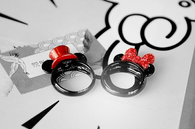 Mickey and minnie mouse black rings