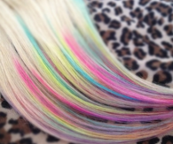 Colorful streaks of hair