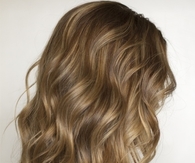 Golden blonde curly hair