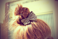 Messy bun with bow