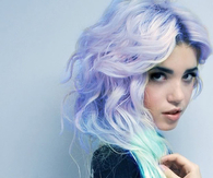 Purple to blue ombre wavy hair
