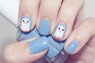 Blue penguin nails