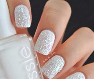 White Glitter manicure