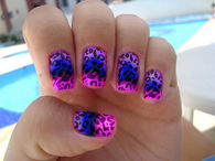 Pink / purple leopard manicure