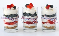 Strawberry blueberry mini cheesecake trifle