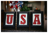 Framed glitter letters