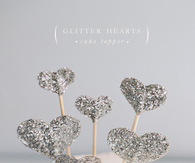 Glitter hearts cake topper