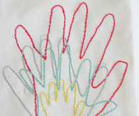 Embroidered hand prints