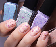 Peach splatter nails