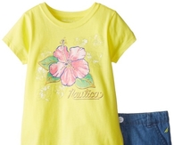 Nautica, Nautica Girls, Clothing, 2 piece set, jean shorts, clothing, Children clothes, Cute, Yellow and Blue, Children