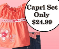 Young Hearts Girls 2-6X Flower Embr Capri Set
