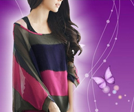 Allegra K designs, Block Boat Neck Sheer Blouse
