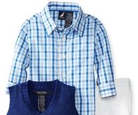 Nautica Baby Boys Newborn 3 Piece Sweater Vest Set